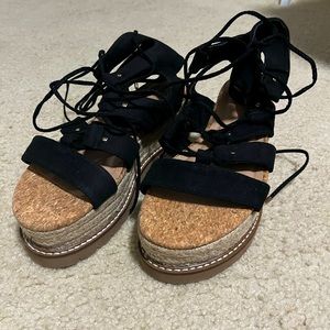 ASOS Black Espadrille Wedge Sandals, Flatform espadrilles in black